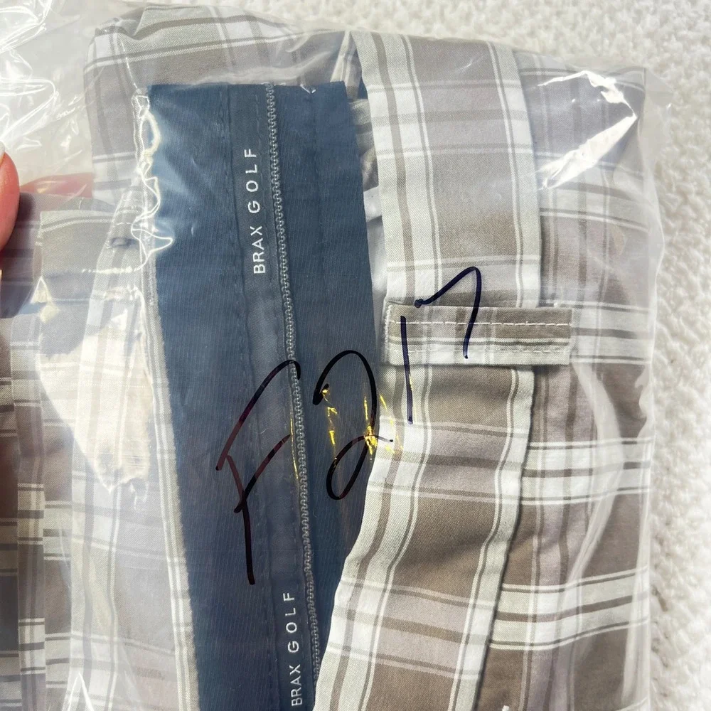 Brax‎ Golf Kenan MT Mens Plaid Pants Brown White Check Trousers 36x34 62-1287/54